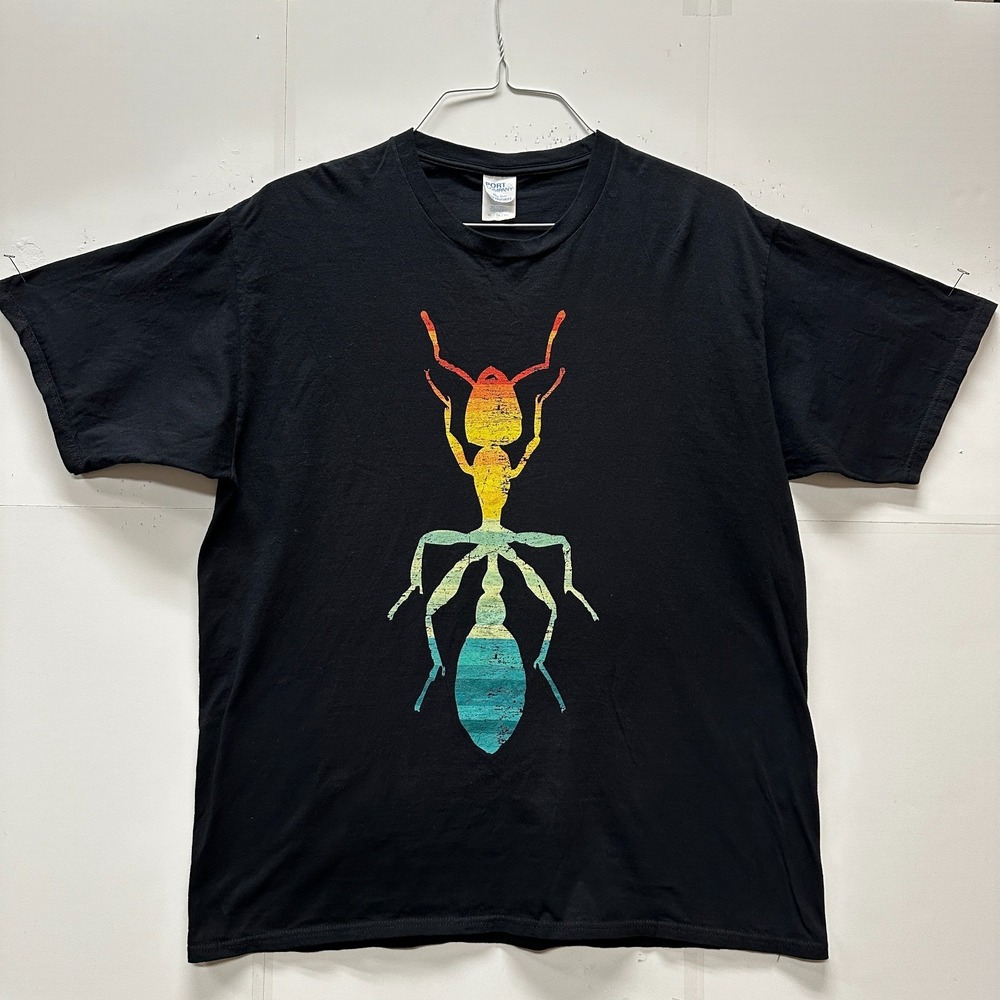Rainbow Ant Graphic T-Shirt Black XL Port & Company Fan Favorite Soft Cotton Tee
